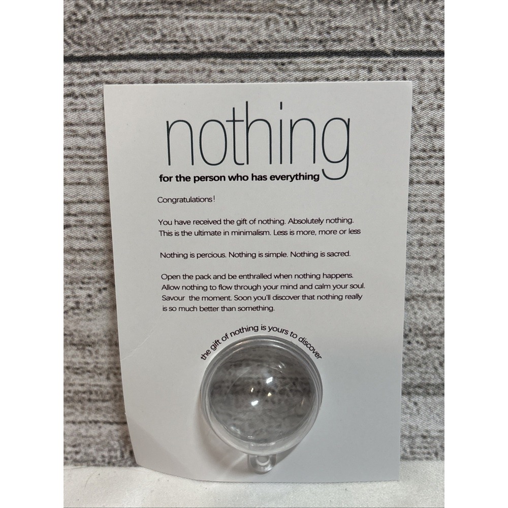 Gift of Nothing gag xmas prank white elephant joke‎ present stocking stuffer new